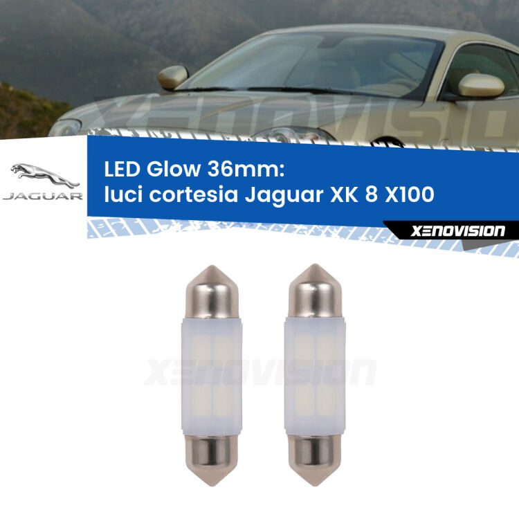 <strong>Luci Cortesia LED luce calda per Jaguar XK 8</strong> X100 1996 - 2005. Coppia lampade <strong>C5W</strong> 36mm modello Glow di Xenovision.