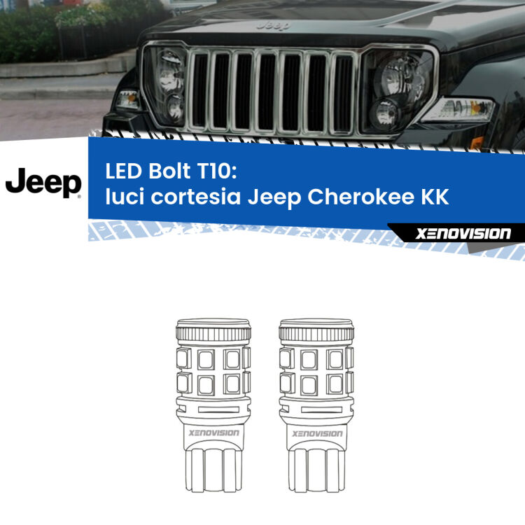 <strong>Luci Cortesia LED per Jeep Cherokee</strong> KK 2008 - 2013. Coppia lampade <strong>T10</strong> modello Bolt canbus.