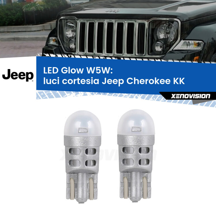 <strong>Luci Cortesia LED luce calda per Jeep Cherokee</strong> KK 2008 - 2013. Coppia lampade <strong>W5W</strong> modello Glow di Xenovision.