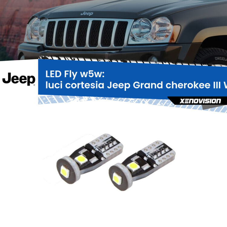 <strong>luci cortesia LED per Jeep Grand cherokee III</strong> WK 2005 - 2010. Coppia lampadine <strong>w5w</strong> Canbus compatte modello Fly Xenovision.