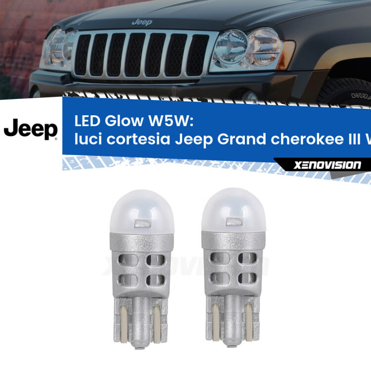 <strong>Luci Cortesia LED luce calda per Jeep Grand cherokee III</strong> WK 2005 - 2010. Coppia lampade <strong>W5W</strong> modello Glow di Xenovision.