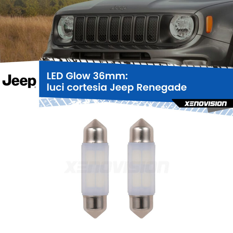 <strong>Luci Cortesia LED luce calda per Jeep Renegade</strong>  2014 in poi. Coppia lampade <strong>C5W</strong> 36mm modello Glow di Xenovision.