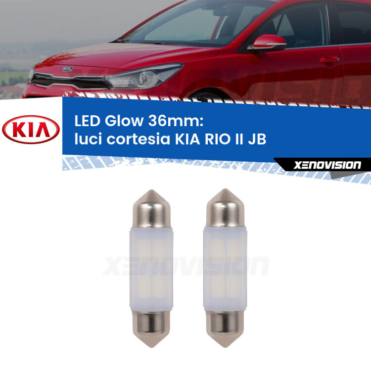 <strong>Luci Cortesia LED luce calda per KIA RIO II</strong> JB 2005 - 2010. Coppia lampade <strong>C5W</strong> 36mm modello Glow di Xenovision.