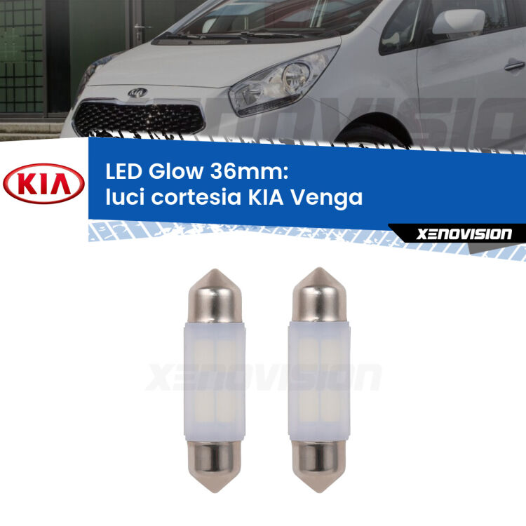 <strong>Luci Cortesia LED luce calda per KIA Venga</strong>  2010 - 2019. Coppia lampade <strong>C5W</strong> 36mm modello Glow di Xenovision.