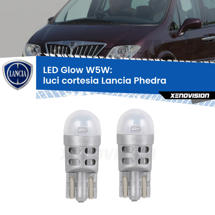 <strong>Luci Cortesia LED luce calda per Lancia Phedra</strong>  2002 - 2010. Coppia lampade <strong>W5W</strong> modello Glow di Xenovision.