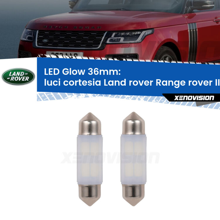 <strong>Luci Cortesia LED luce calda per Land rover Range rover II</strong> P38A anteriori. Coppia lampade <strong>C5W</strong> 36mm modello Glow di Xenovision.