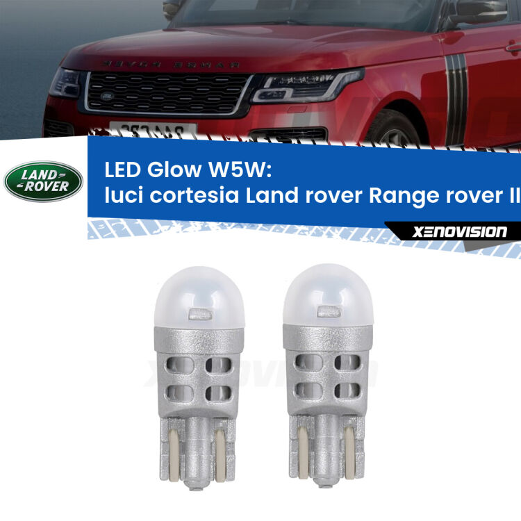 <strong>Luci Cortesia LED luce calda per Land rover Range rover III</strong> L322 2002 - 2012. Coppia lampade <strong>W5W</strong> modello Glow di Xenovision.