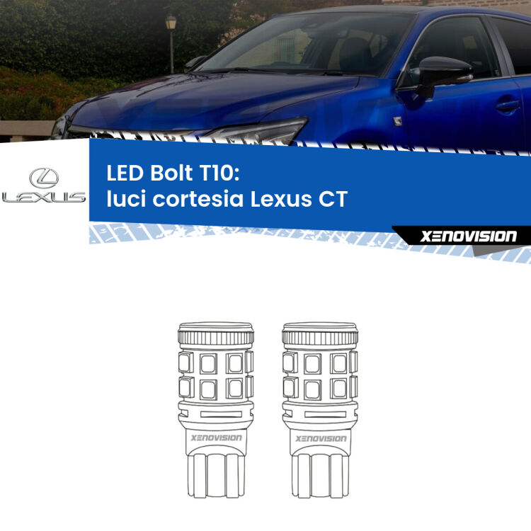 <strong>Luci Cortesia LED per Lexus CT</strong>  anteriori. Coppia lampade <strong>T10</strong> modello Bolt canbus.