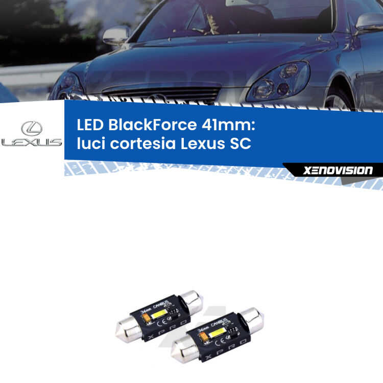 <strong>LED luci cortesia 41mm per Lexus SC</strong>  2001 - 2010. Coppia lampadine <strong>C5W</strong>modello BlackForce Xenovision.