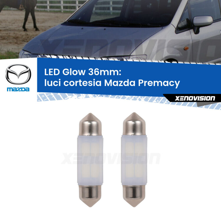 <strong>Luci Cortesia LED luce calda per Mazda Premacy</strong>  posteriori. Coppia lampade <strong>C5W</strong> 36mm modello Glow di Xenovision.