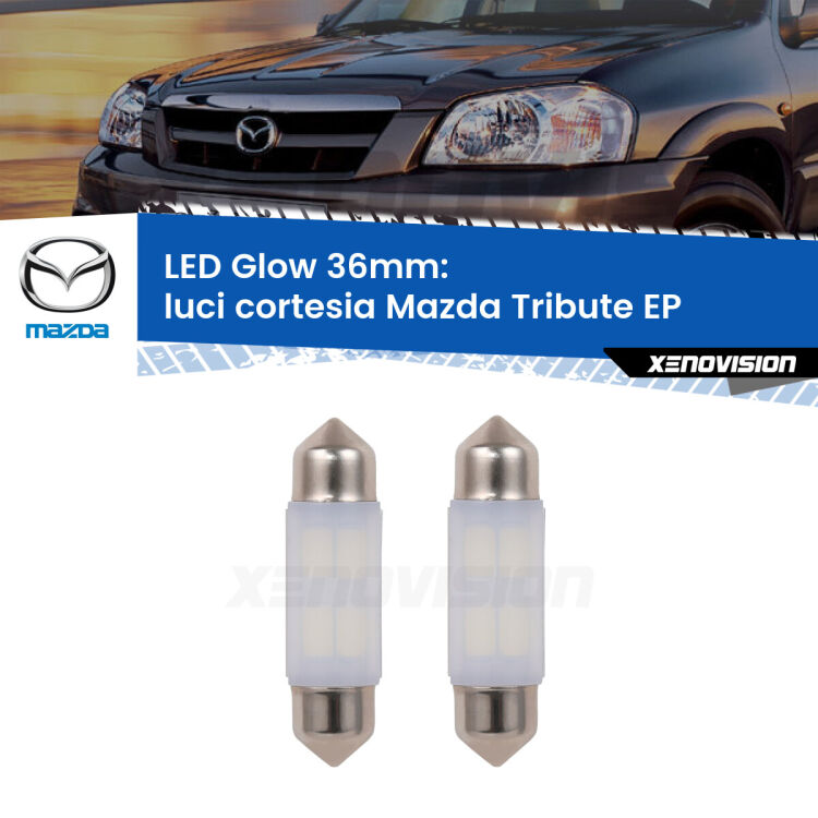 <strong>Luci Cortesia LED luce calda per Mazda Tribute</strong> EP 2000 - 2008. Coppia lampade <strong>C5W</strong> 36mm modello Glow di Xenovision.