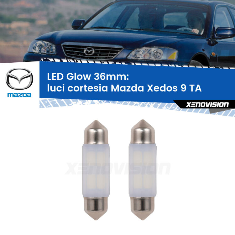 <strong>Luci Cortesia LED luce calda per Mazda Xedos 9</strong> TA 1993 - 2002. Coppia lampade <strong>C5W</strong> 36mm modello Glow di Xenovision.