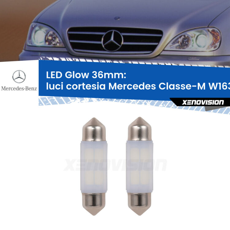 <strong>Luci Cortesia LED luce calda per Mercedes Classe-M</strong> W163 posteriori. Coppia lampade <strong>C5W</strong> 36mm modello Glow di Xenovision.