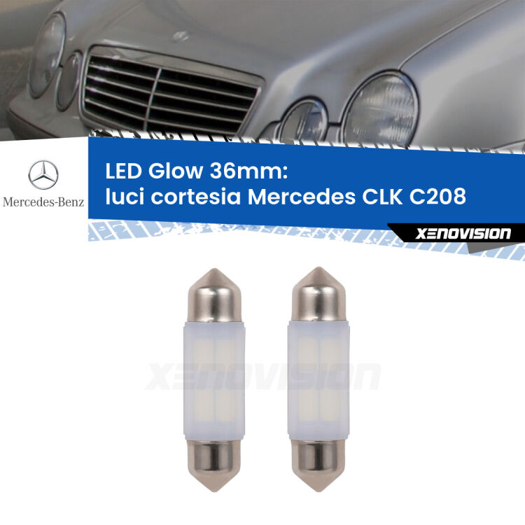 <strong>Luci Cortesia LED luce calda per Mercedes CLK</strong> C208 1997 - 2002. Coppia lampade <strong>C5W</strong> 36mm modello Glow di Xenovision.