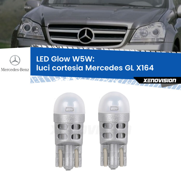 <strong>Luci Cortesia LED luce calda per Mercedes GL</strong> X164 2006 - 2012. Coppia lampade <strong>W5W</strong> modello Glow di Xenovision.