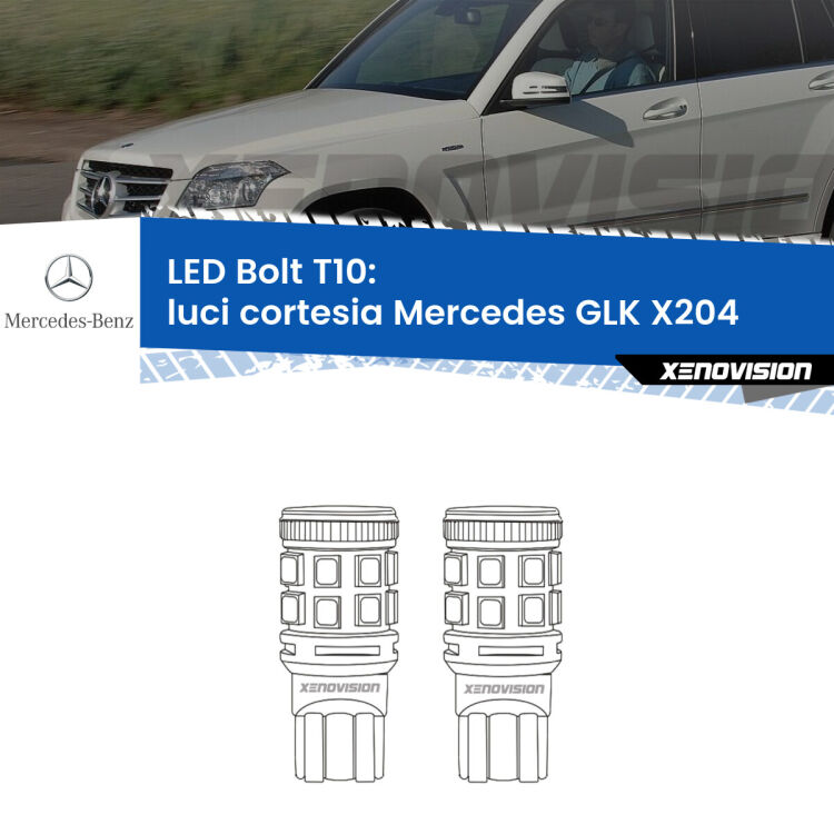 <strong>Luci Cortesia LED per Mercedes GLK</strong> X204 anteriori. Coppia lampade <strong>T10</strong> modello Bolt canbus.