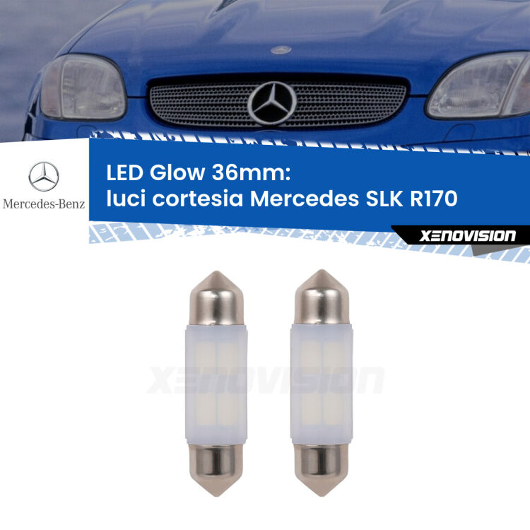 <strong>Luci Cortesia LED luce calda per Mercedes SLK</strong> R170 1996 - 2004. Coppia lampade <strong>C5W</strong> 36mm modello Glow di Xenovision.