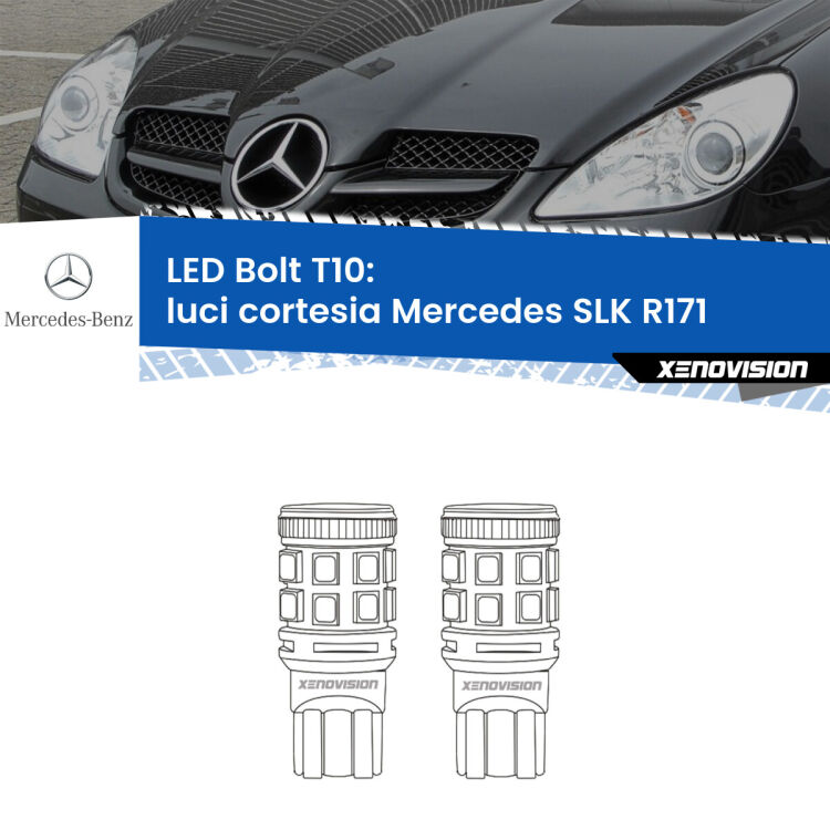 <strong>Luci Cortesia LED per Mercedes SLK</strong> R171 2006 - 2011. Coppia lampade <strong>T10</strong> modello Bolt canbus.