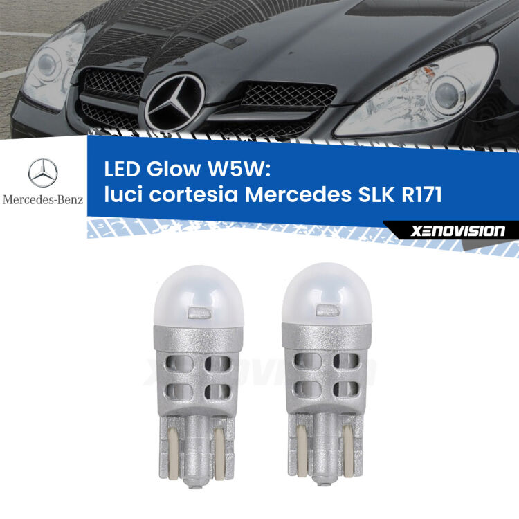 <strong>Luci Cortesia LED luce calda per Mercedes SLK</strong> R171 2006 - 2011. Coppia lampade <strong>W5W</strong> modello Glow di Xenovision.