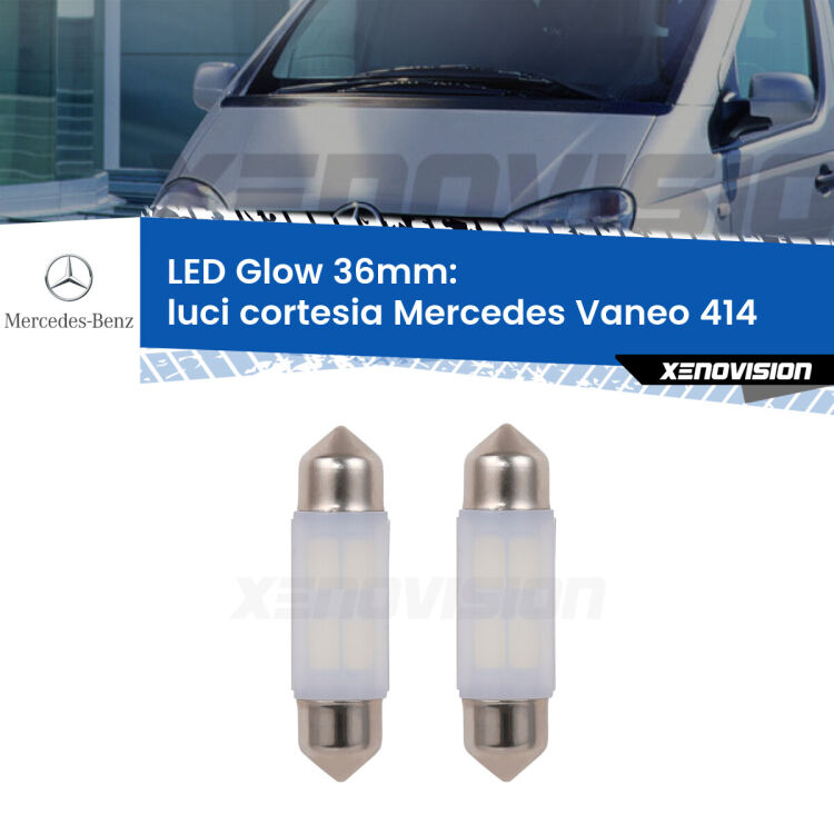 <strong>Luci Cortesia LED luce calda per Mercedes Vaneo</strong> 414 2002 - 2005. Coppia lampade <strong>C5W</strong> 36mm modello Glow di Xenovision.