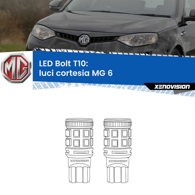 <strong>Luci Cortesia LED per MG 6</strong>  2010 in poi. Coppia lampade <strong>T10</strong> modello Bolt canbus.