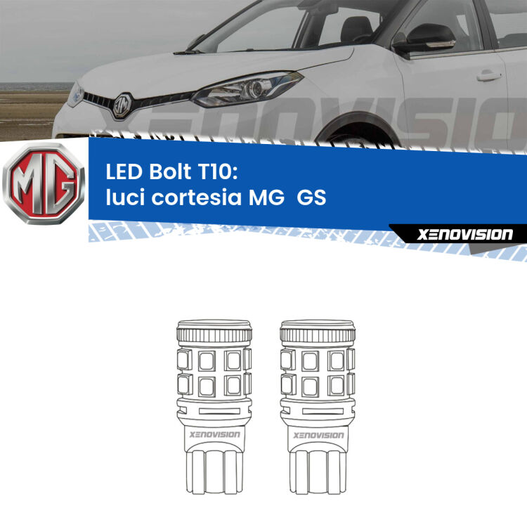 <strong>Luci Cortesia LED per MG  GS</strong>  anteriori. Coppia lampade <strong>T10</strong> modello Bolt canbus.