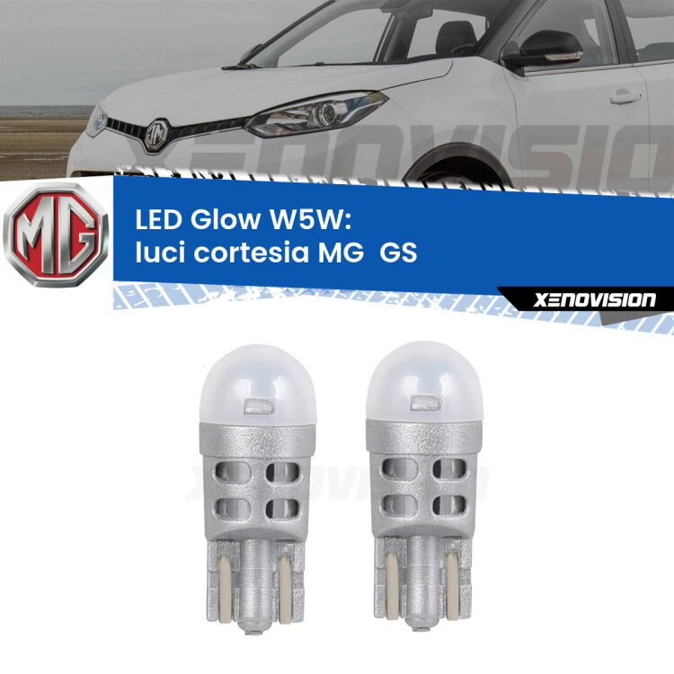 <strong>Luci Cortesia LED luce calda per MG  GS</strong>  anteriori. Coppia lampade <strong>W5W</strong> modello Glow di Xenovision.