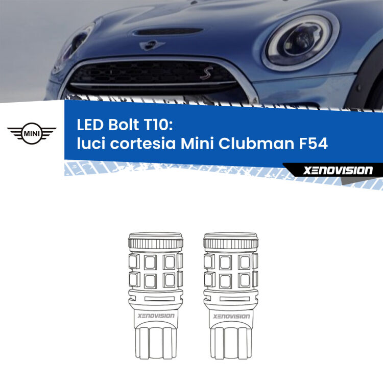 <strong>Luci Cortesia LED per Mini Clubman</strong> F54 2014 - 2019. Coppia lampade <strong>T10</strong> modello Bolt canbus.