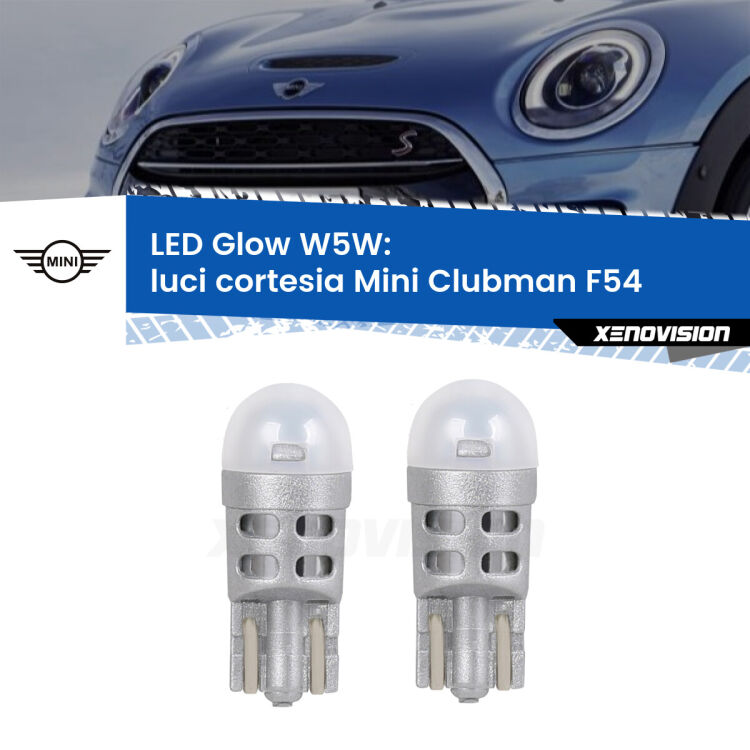 <strong>Luci Cortesia LED luce calda per Mini Clubman</strong> F54 2014 - 2019. Coppia lampade <strong>W5W</strong> modello Glow di Xenovision.