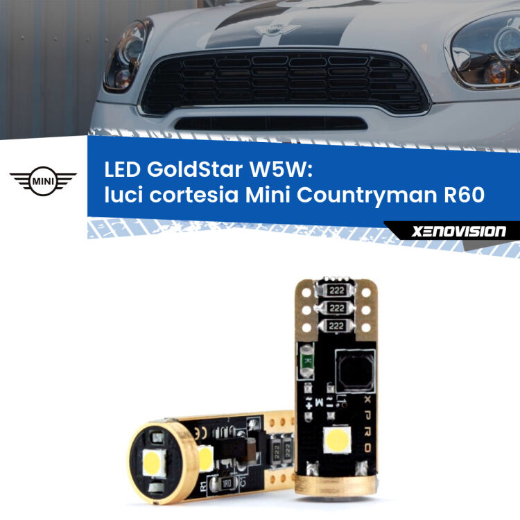 <strong>Luci Cortesia LED Mini Countryman</strong> R60 2010 - 2016: ottima luminosità a 360 gradi. Si inseriscono ovunque. Canbus, Top Quality.