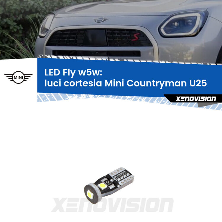 <strong>luci cortesia LED per Mini Countryman</strong> U25 in poi. Coppia lampadine <strong>w5w</strong> Canbus compatte modello Fly Xenovision.