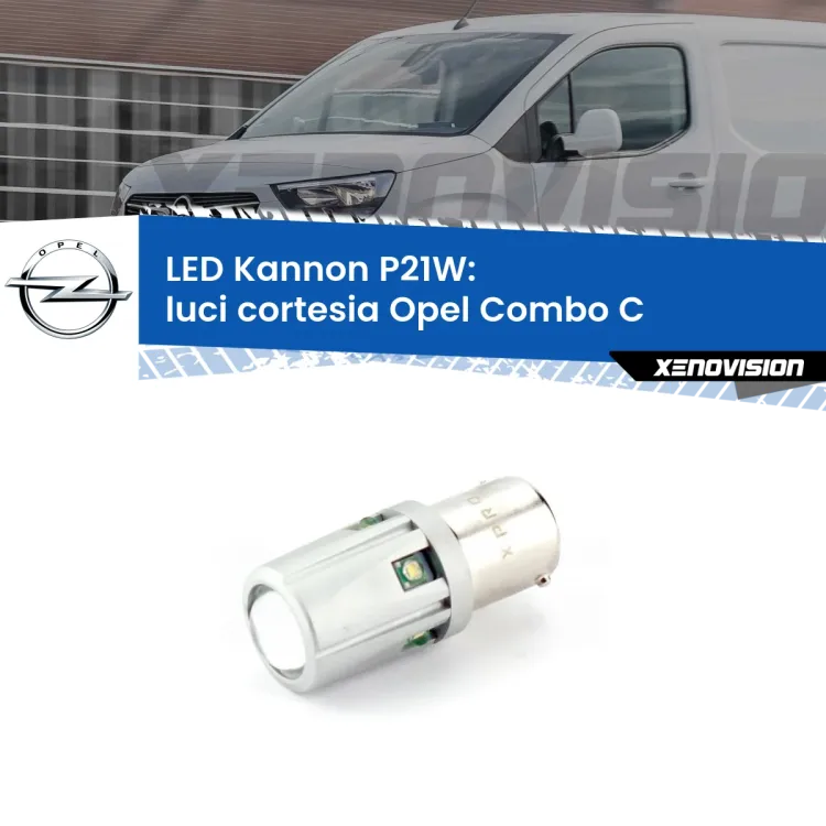 <strong>LED per Luci Cortesia Opel Combo C  2001 - 2011.</strong>Lampadina P21W con una poderosa illuminazione frontale rafforzata da 5 potenti chip laterali.