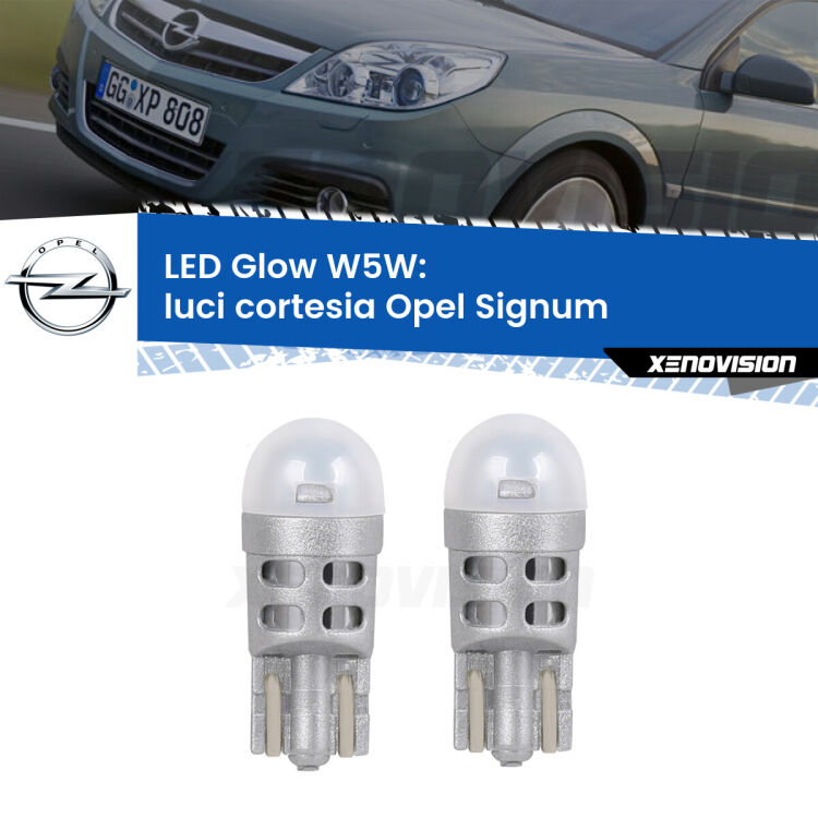 <strong>Luci Cortesia LED luce calda per Opel Signum</strong>  2003 - 2008. Coppia lampade <strong>W5W</strong> modello Glow di Xenovision.