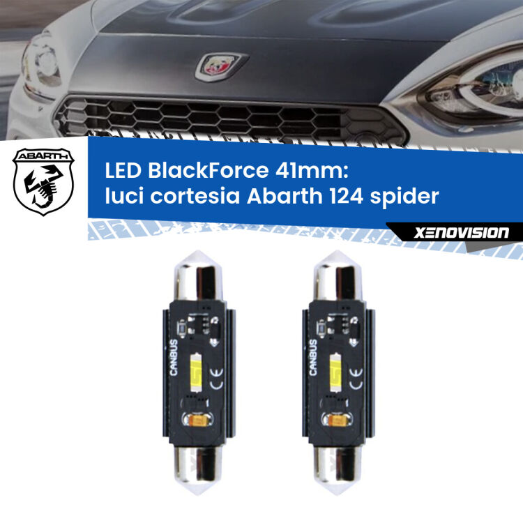 <strong>Luci Cortesia LED per Abarth 124 spider</strong>  2016 - 2019. Coppia lampade <strong>C5W</strong> 41mm modello BlackForce canbus.