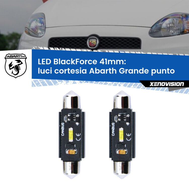 <strong>Luci Cortesia LED per Abarth Grande punto</strong>  2007 - 2010. Coppia lampade <strong>C5W</strong> 41mm modello BlackForce canbus.