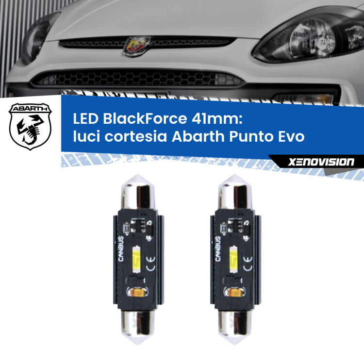 <strong>Luci Cortesia LED per Abarth Punto Evo</strong>  2010 - 2014. Coppia lampade <strong>C5W</strong> 41mm modello BlackForce canbus.