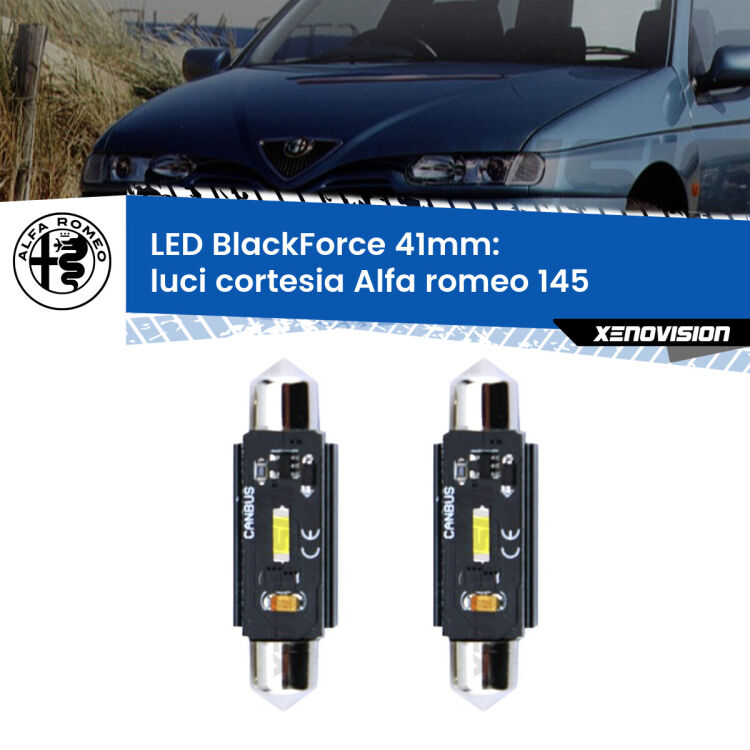 <strong>Luci Cortesia LED per Alfa romeo 145</strong>  1994 - 2001. Coppia lampade <strong>C5W</strong> 41mm modello BlackForce canbus.