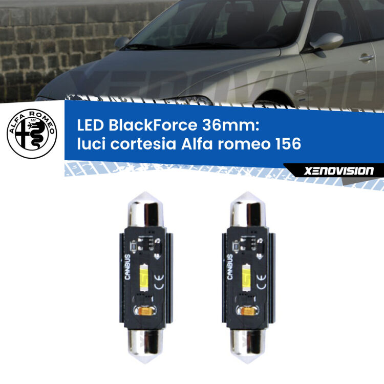 <strong>Luci Cortesia LED per Alfa romeo 156</strong>  1997 - 2005. Coppia lampade <strong>C5W</strong> 36mm modello BlackForce canbus.