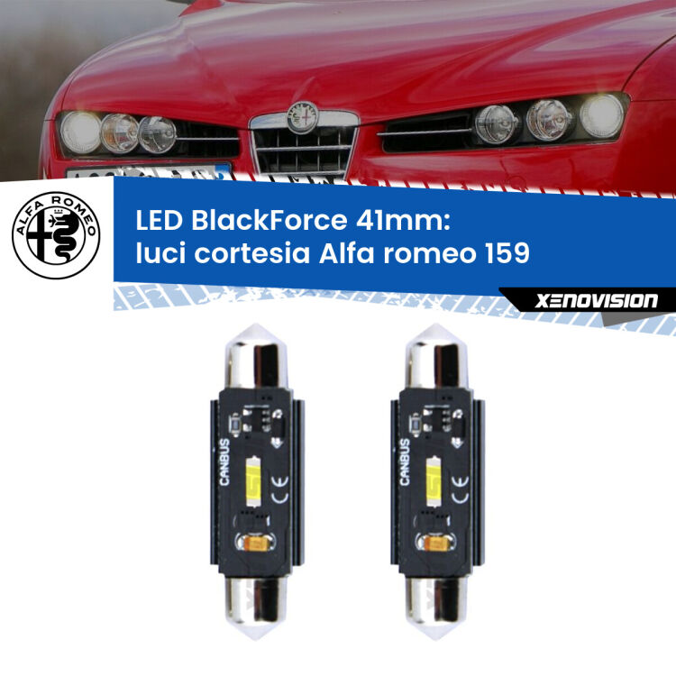 <strong>Luci Cortesia LED per Alfa romeo 159</strong>  2005 - 2012. Coppia lampade <strong>C5W</strong> 41mm modello BlackForce canbus.