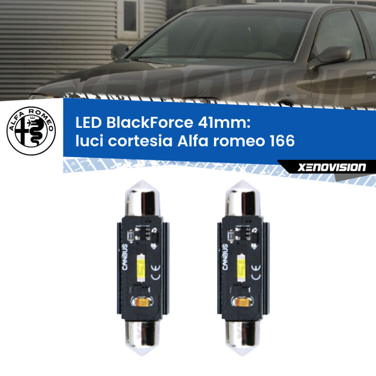 <strong>Luci Cortesia LED per Alfa romeo 166</strong>  1998 - 2007. Coppia lampade <strong>C5W</strong> 41mm modello BlackForce canbus.