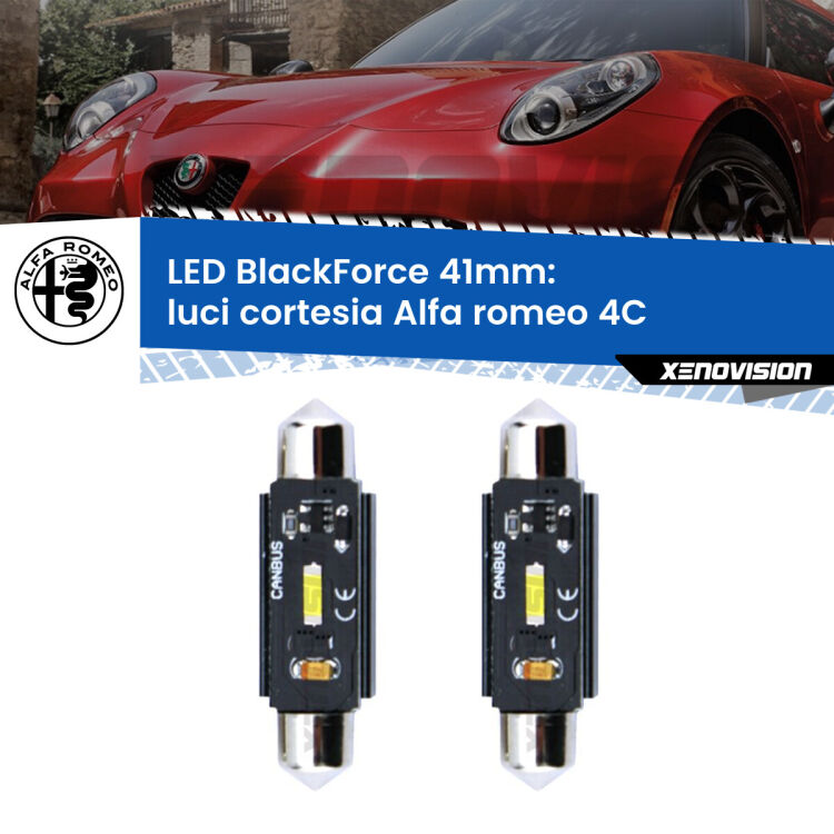 <strong>Luci Cortesia LED per Alfa romeo 4C</strong>  2013 in poi. Coppia lampade <strong>C5W</strong> 41mm modello BlackForce canbus.