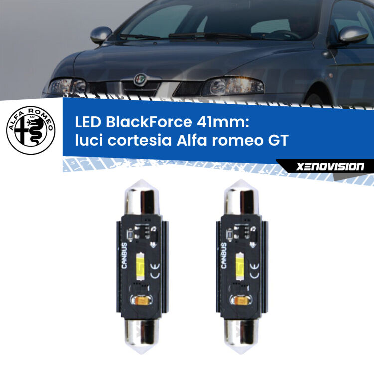 <strong>Luci Cortesia LED per Alfa romeo GT</strong>  2003 - 2010. Coppia lampade <strong>C5W</strong> 41mm modello BlackForce canbus.