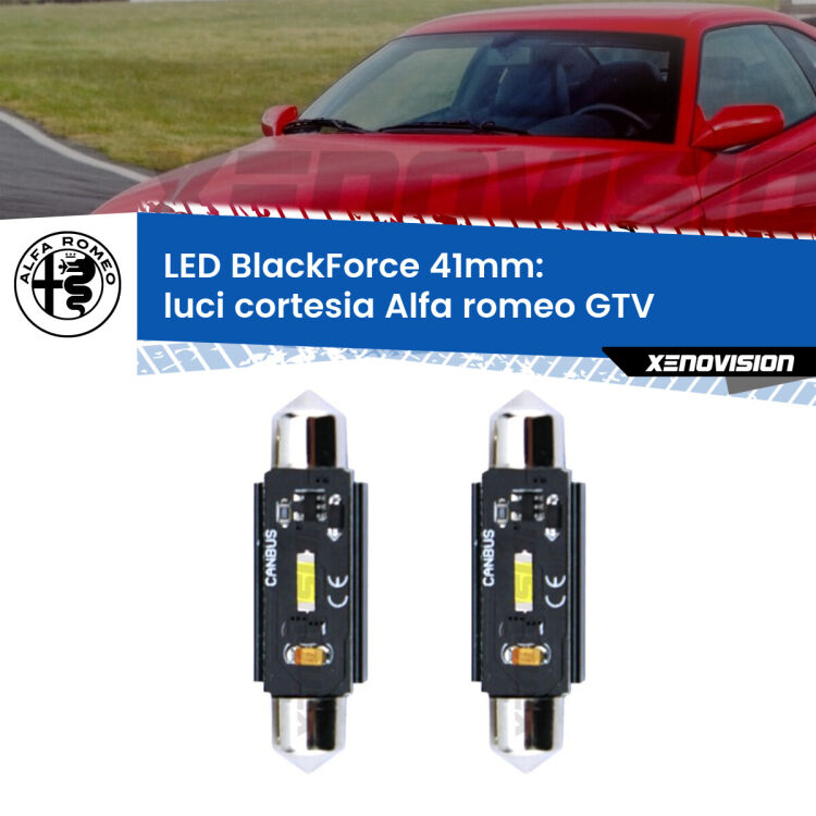 <strong>Luci Cortesia LED per Alfa romeo GTV</strong>  1995 - 2005. Coppia lampade <strong>C5W</strong> 41mm modello BlackForce canbus.