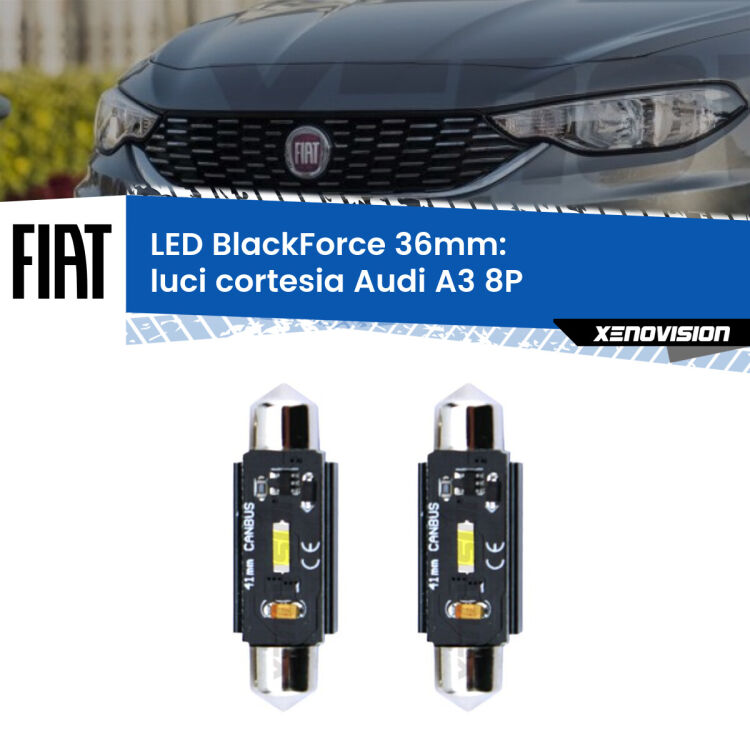 <strong>Luci Cortesia LED per Fiat Tipo</strong> 356 2015 in poi. Coppia lampade <strong>C5W</strong> 36mm modello BlackForce canbus.