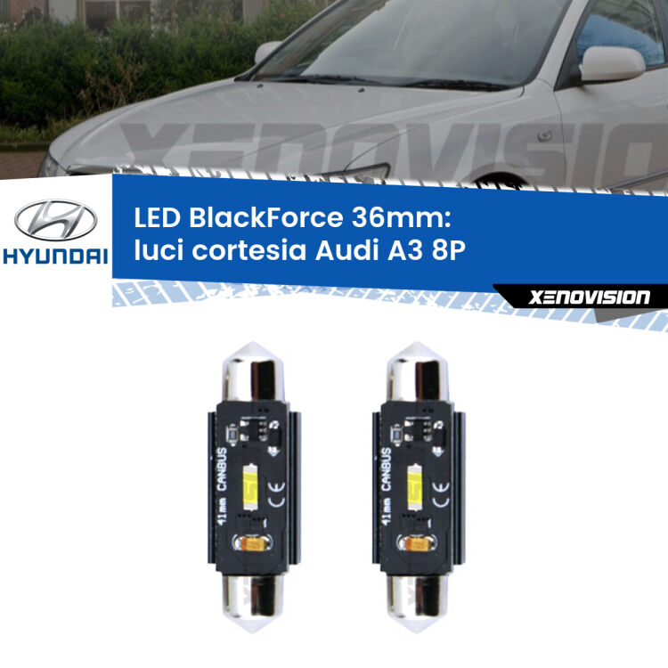 <strong>Luce Targa LED per Hyundai Sonata VI</strong> YF 2009 - 2015. Coppia lampade <strong>C5W</strong> 36mm modello BlackForce canbus.