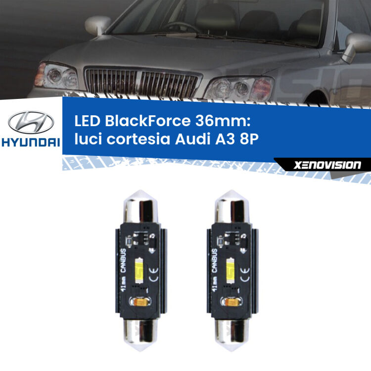 <strong>Luci Cortesia LED per Hyundai XG</strong> XG 1998 - 2005. Coppia lampade <strong>C5W</strong> 36mm modello BlackForce canbus.