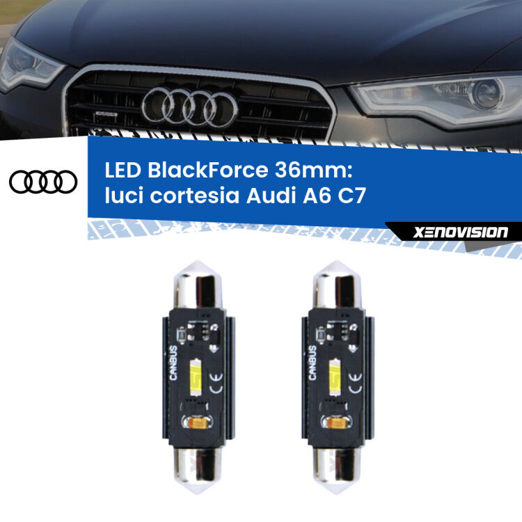 <strong>Luci Cortesia LED per Audi A6</strong> C7 2010 - 2018. Coppia lampade <strong>C5W</strong> 36mm modello BlackForce canbus.