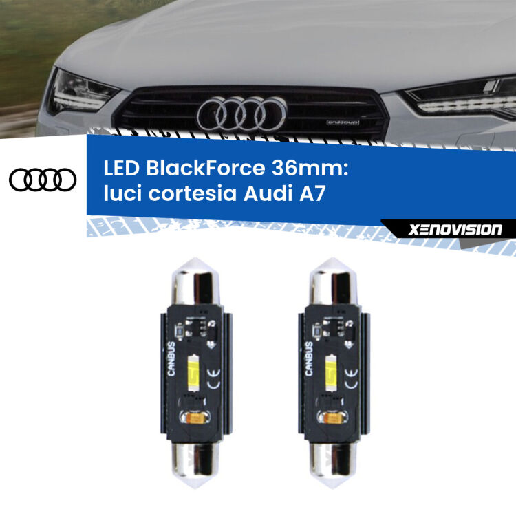 <strong>Luci Cortesia LED per Audi A7</strong>  2010 - 2018. Coppia lampade <strong>C5W</strong> 36mm modello BlackForce canbus.