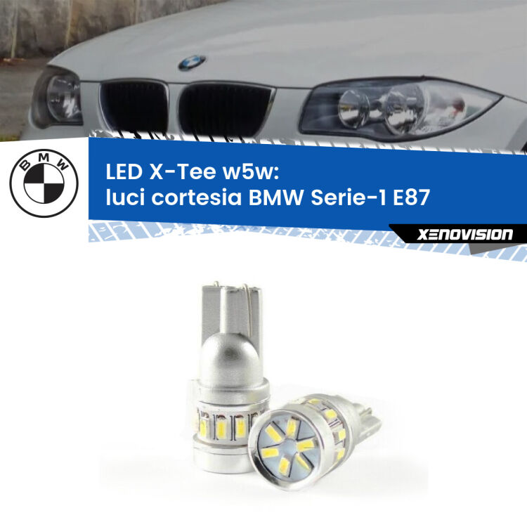 <strong>LED luci cortesia per BMW Serie-1</strong> E87 2003 - 2012. Lampade <strong>W5W</strong> modello X-Tee Xenovision top di gamma.