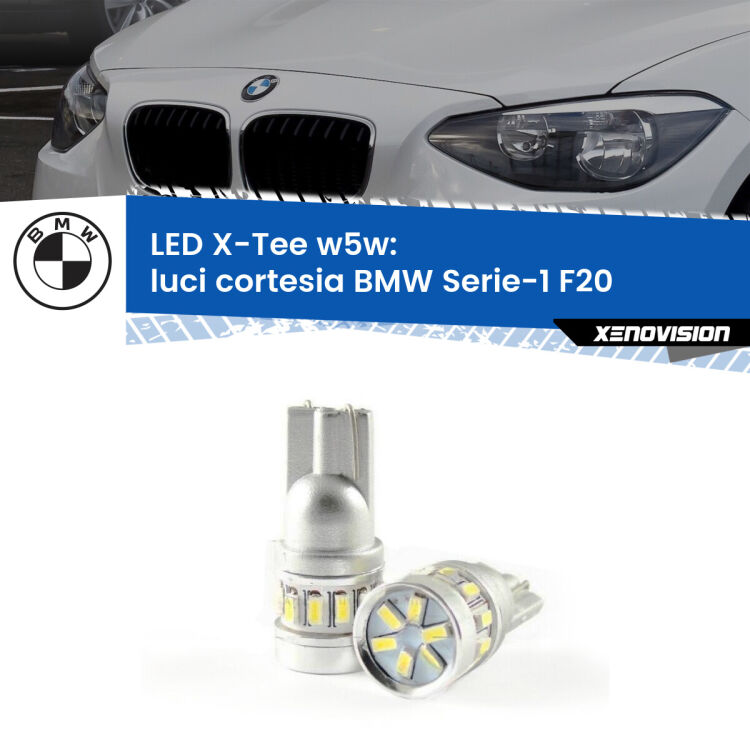 <strong>LED luci cortesia per BMW Serie-1</strong> F20 2010 - 2019. Lampade <strong>W5W</strong> modello X-Tee Xenovision top di gamma.